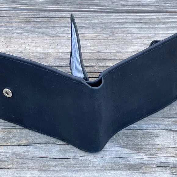 Handmade Genuine Leather Black Wallet Card Holder Purse Bi Fold Purse - Picture 10 of 13